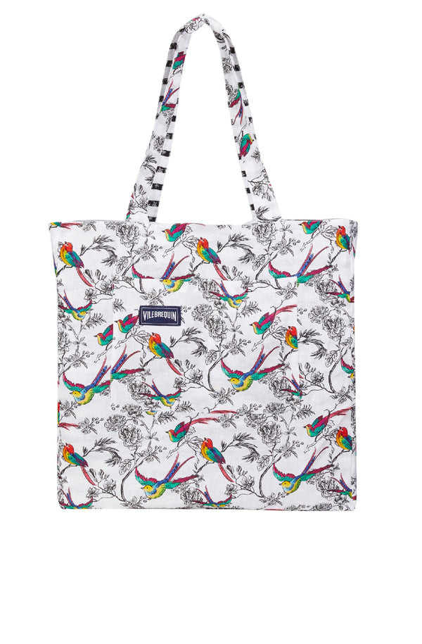 VILEBREQUIN Unisex Reversible Linen Beach Bag Micro Rondes des Tortues Rayee