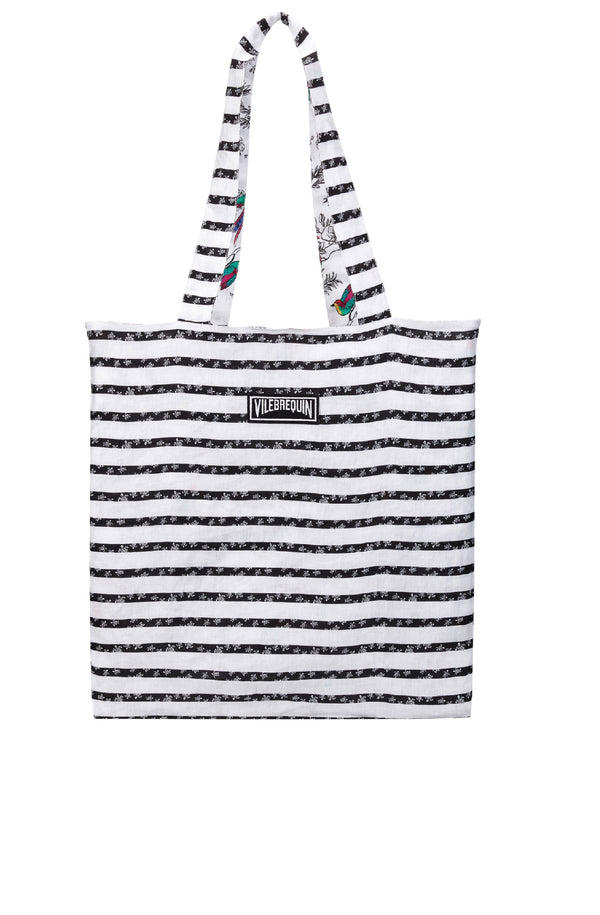 VILEBREQUIN Unisex Reversible Linen Beach Bag Micro Rondes des Tortues Rayee