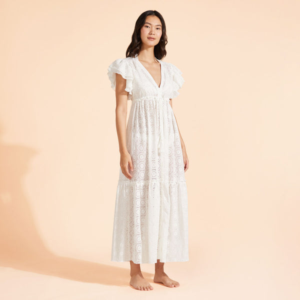 VILEBREQUIN Women Long Cotton Dress Broderies Anglaises