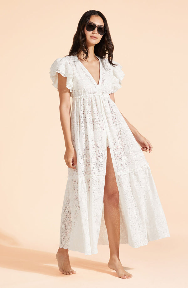 VILEBREQUIN Women Long Cotton Dress Broderies Anglaises