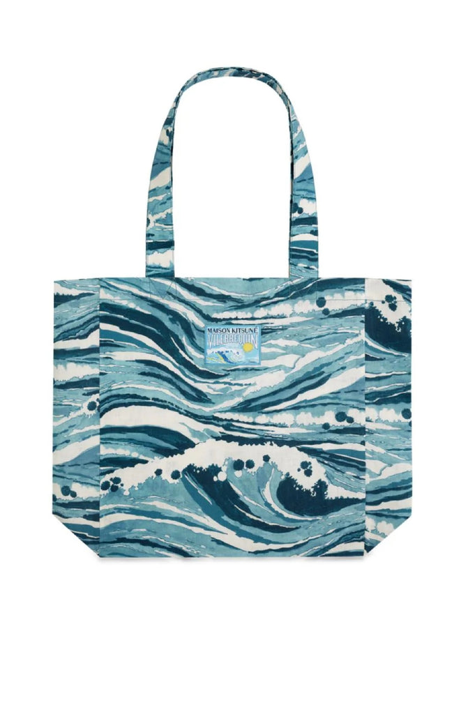 VILEBREQUIN Linen Tote Bag Ocean Wave - Vilebrequin x Maison Kitsune
