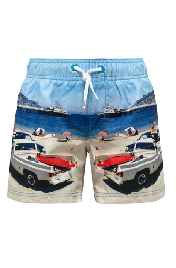 SUNDEK Boys Elastic Waist Swim Shorts Skye Malibu Print