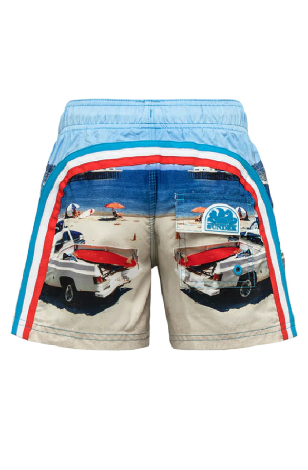 SUNDEK Boys Elastic Waist Swim Shorts Skye Malibu Print