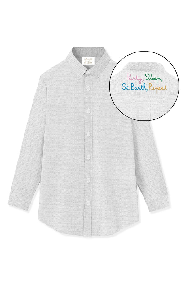 MC2 SAINT BARTH Women Brigitte Seersucker Shirt with Saint Barth Embroidery