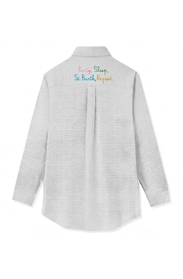MC2 SAINT BARTH Women Brigitte Seersucker Shirt with Saint Barth Embroidery