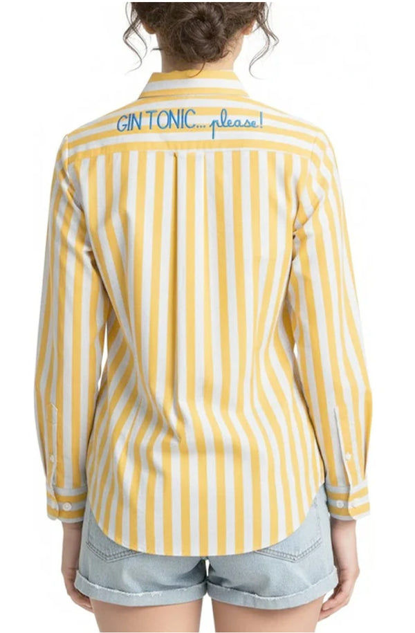 MC2 SAINT BARTH Women Brigitte Cotton Stripes Mid V Gin Shirt