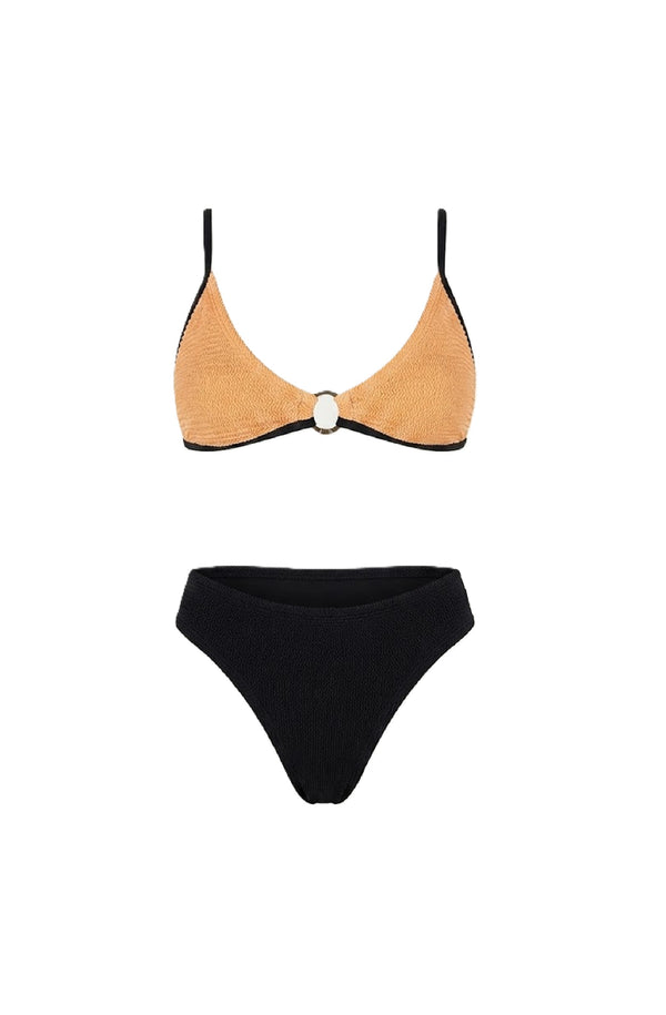 PARAMIDONNA Women Benny Peach Black Triangle Bikini
