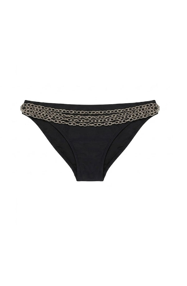 KENDALL & KYLIE Women Black Chain Strap Bikini Bottom