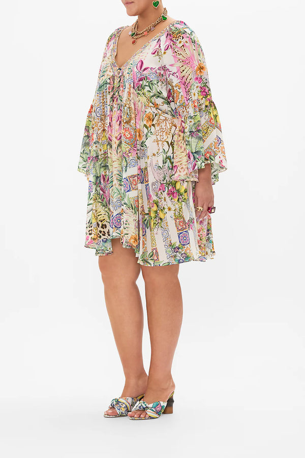 CAMILLA Women A-Line Ruffle Sleeve Dress - Flowers Of Neptune