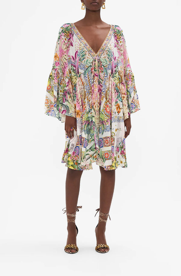CAMILLA Women A-Line Ruffle Sleeve Dress - Flowers Of Neptune