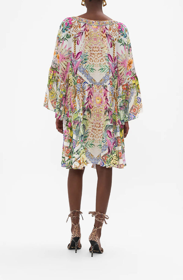 CAMILLA Women A-Line Ruffle Sleeve Dress - Flowers Of Neptune