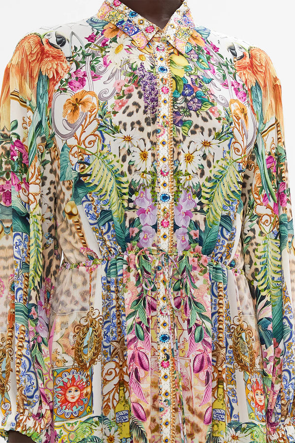 CAMILLA Women Tiered Long Shirt Dress - Flowers Of Neptune