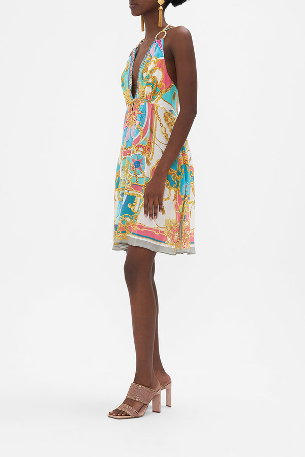 CAMILLA Women Short Flared Dress With Hardware - Sail Away With Me
