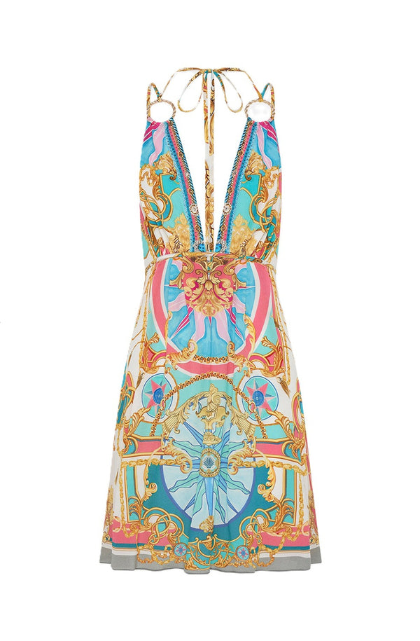 CAMILLA Women Short Flared Dress With Hardware - Sail Away With Me