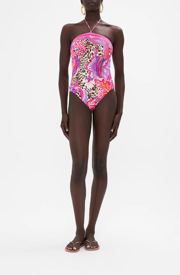 CAMILLA Women Bandeau One Piece with Halter Tie - Viola Vintage