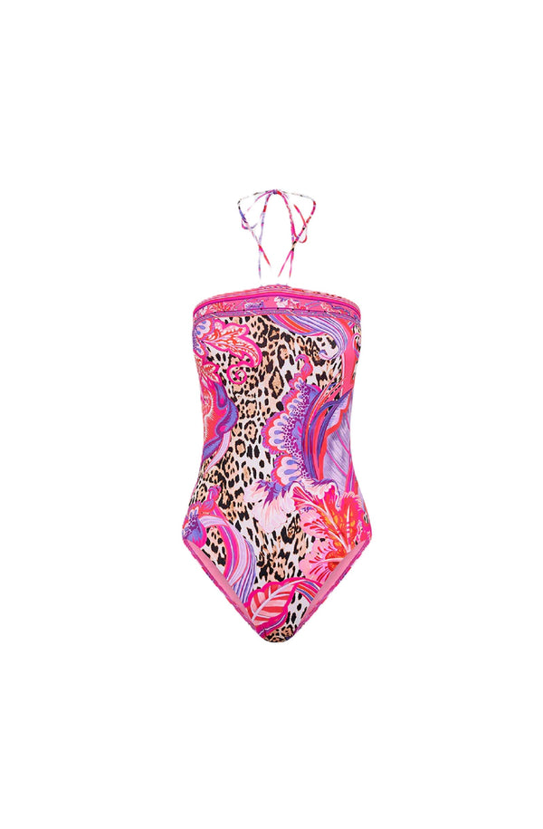 CAMILLA Women Bandeau One Piece with Halter Tie - Viola Vintage
