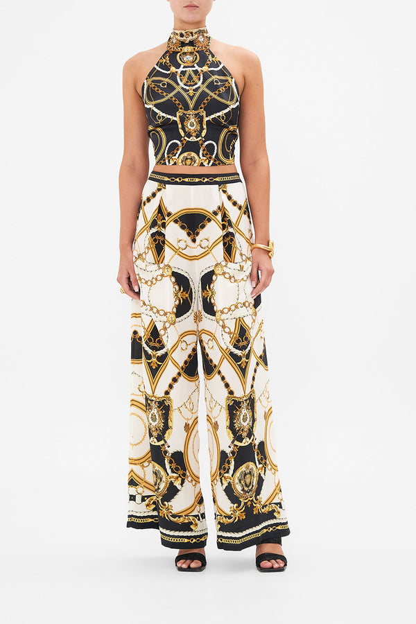 CAMILLA Women Wide Leg Trouser With Front Pockets - Sea Charm