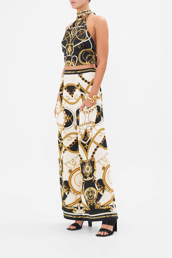 CAMILLA Women Wide Leg Trouser With Front Pockets - Sea Charm