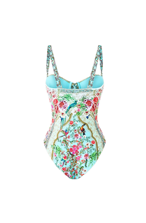 CAMILLA Women Lace Up Underwire Moulded Cup One-Piece Swimsuit - Sultans and Queens