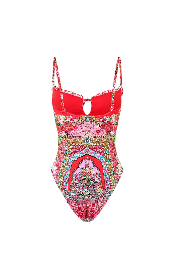CAMILLA Women Ruched Cup Underwire One-Piece Swimsuit with Front Tie - Heirloom Empire