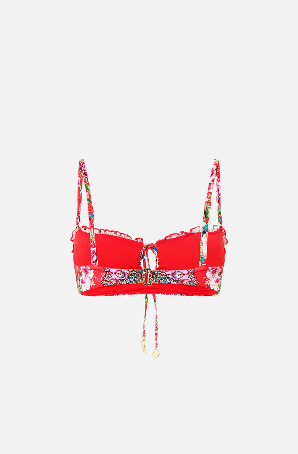 CAMILLA Women Ruched Cup Underwire Bikini Top with Front Tie - Heirloom Empire