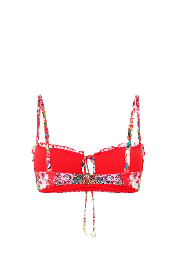 CAMILLA Women Ruched Cup Underwire Bikini Top with Front Tie - Heirloom Empire
