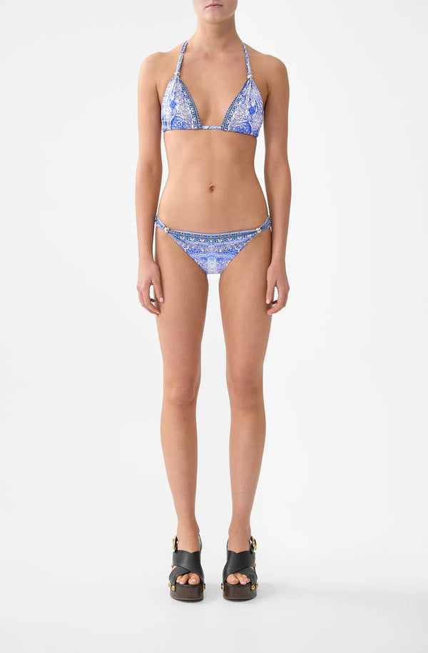 CAMILLA Women Ball Trim Triangle Bikini Set with Thick Neck Tie - The Bosphorous