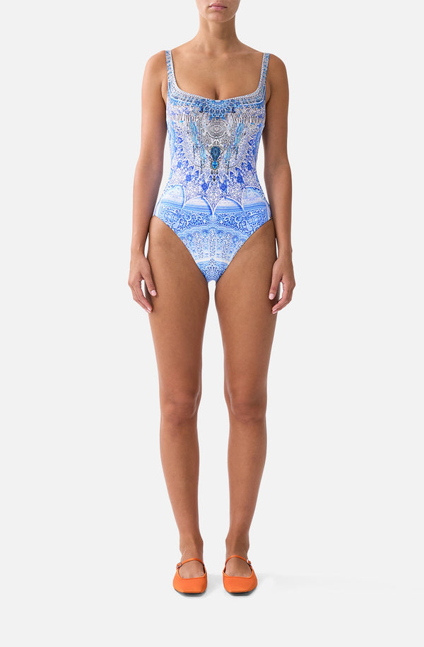 CAMILLA Women Underwire Square Neck One-Piece Swimsuit with Scoop Back - The Bosphorous