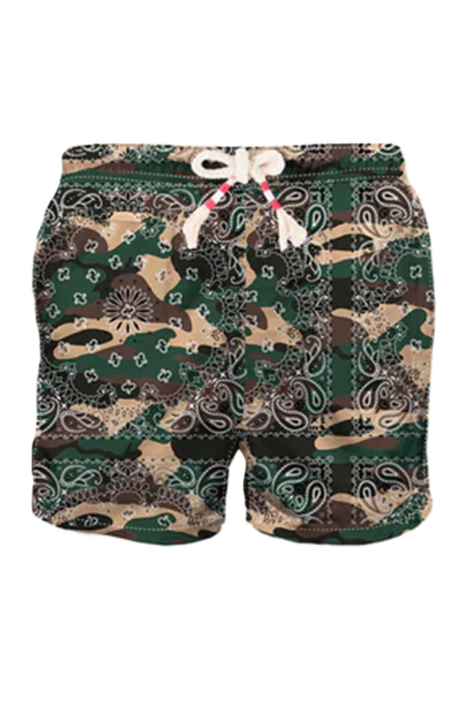 MC2 SAINT BARTH Men Swim Shorts Caprese Camouplage Bandanna Print
