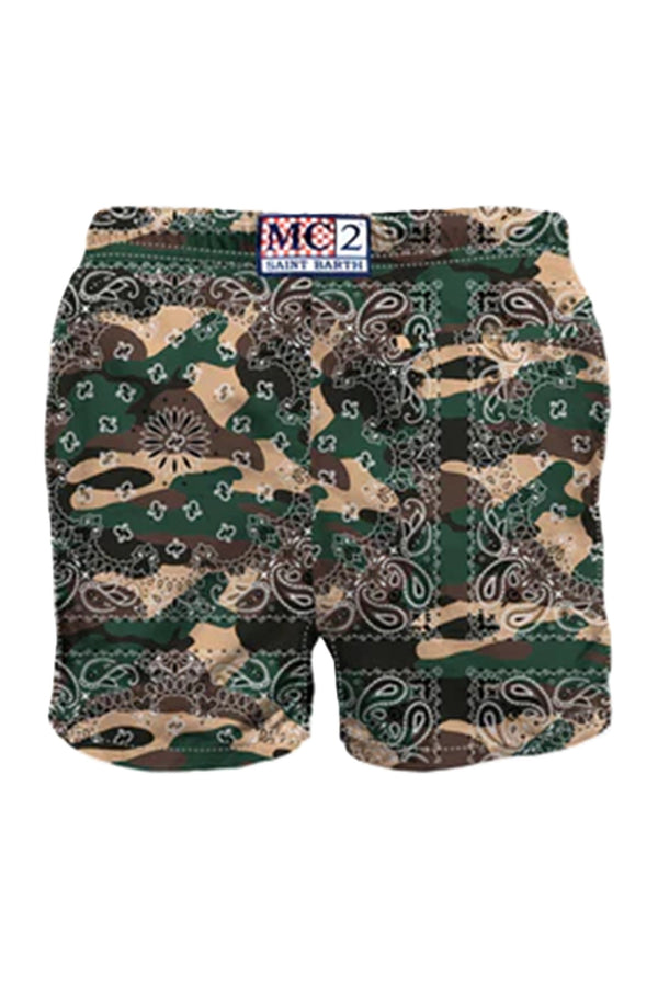MC2 SAINT BARTH Men Swim Shorts Caprese Camouplage Bandanna Print