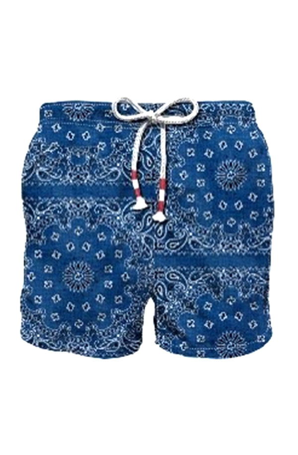 MC2 SAINT BARTH Men Swim Shorts Caprese Bandanna Round Dark Den