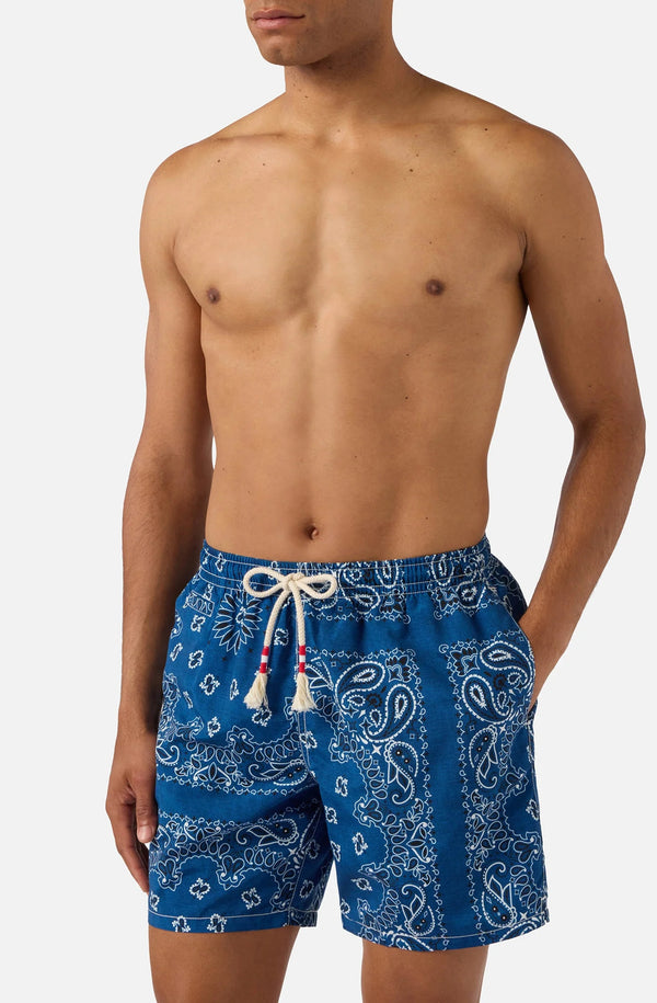 MC2 SAINT BARTH Men Swim Shorts Caprese Bandanna Round Dark Den