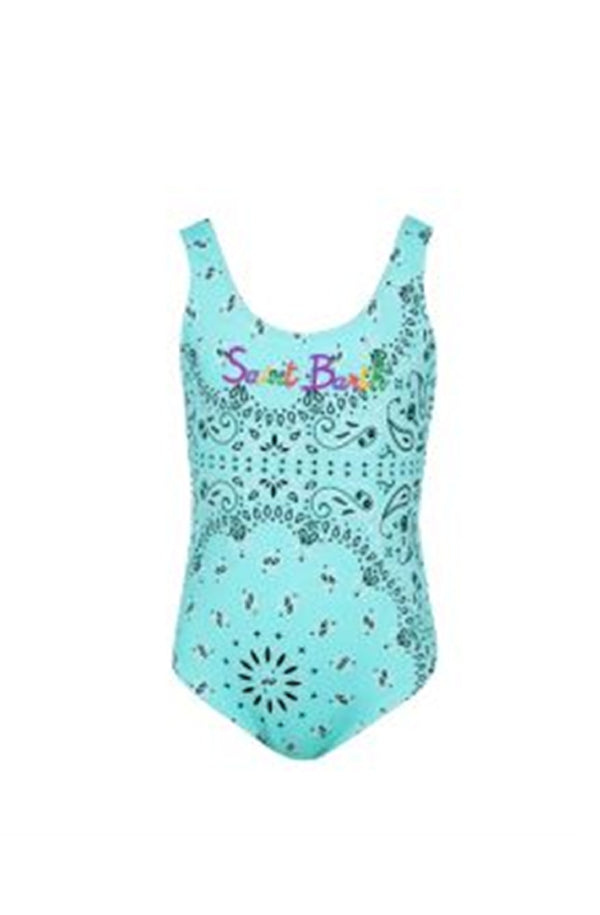 MC2 SAINT BARTH Girls Round Neck One-Piece Swimsuit Bandanna Round