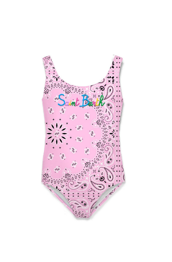 MC2 SAINT BARTH Girls Round Neck One-Piece Swimsuit Bandanna Round