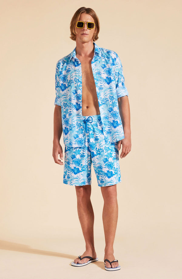 VILEBREQUIN Unisex Cotton Voile Lightweight Shirt Tahiti Flowers