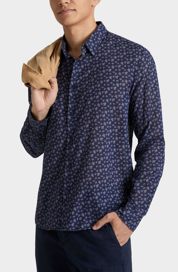 VILEBREQUIN Men Cotton Voile Shirt Micro Ronde Des Tortues