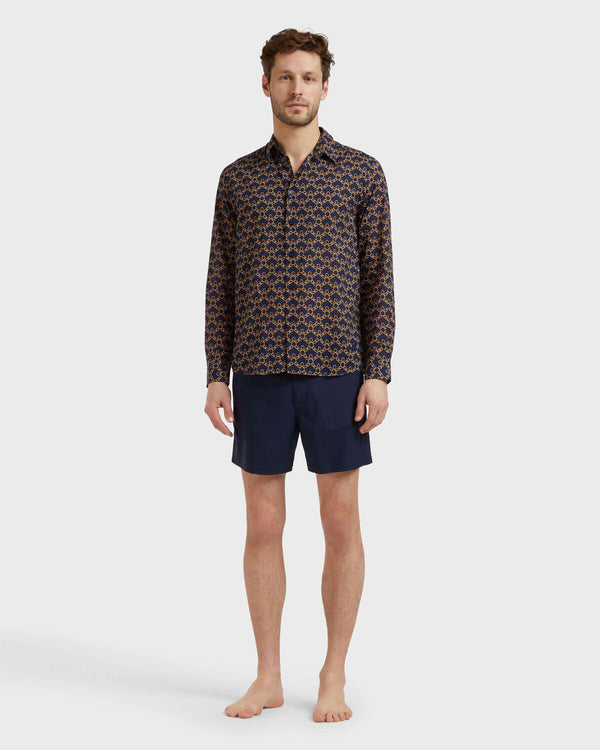 VILEBREQUIN Men Cotton Voile Shirts Turtles Chains