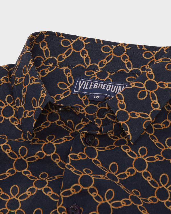 VILEBREQUIN Men Cotton Voile Shirts Turtles Chains