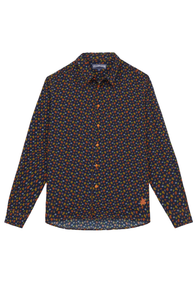 VILEBREQUIN Men Cotton Voile Shirts Micro Ronde Turtles