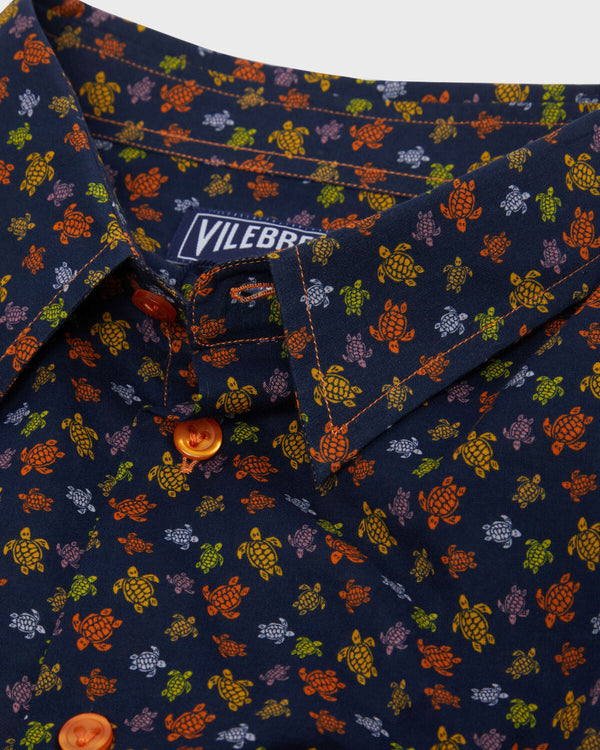 VILEBREQUIN Men Cotton Voile Shirts Micro Ronde Turtles