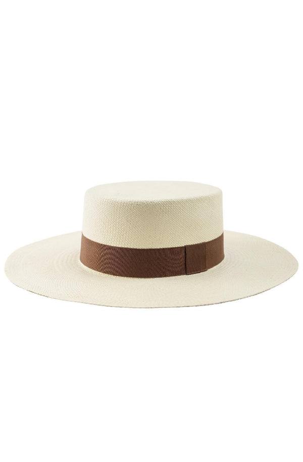RONNEL Women Cilindro White with Brown Band Hat