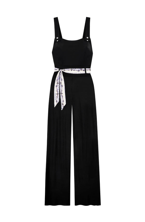 PAIN de SUCRE Women Cira Black Fitted Waist Dungarees