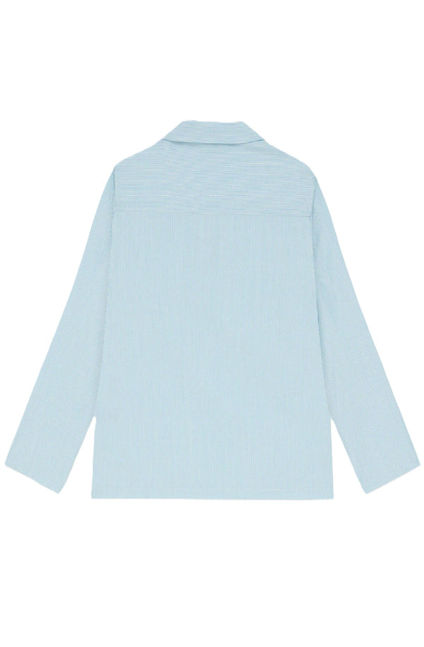VILEBREQUIN Men Ultrafine Wool Peajacket Shirt Micro Rayures Tailoring