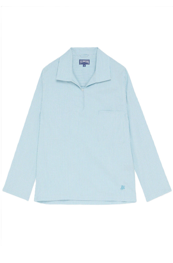 VILEBREQUIN Men Ultrafine Wool Peajacket Shirt Micro Rayures Tailoring