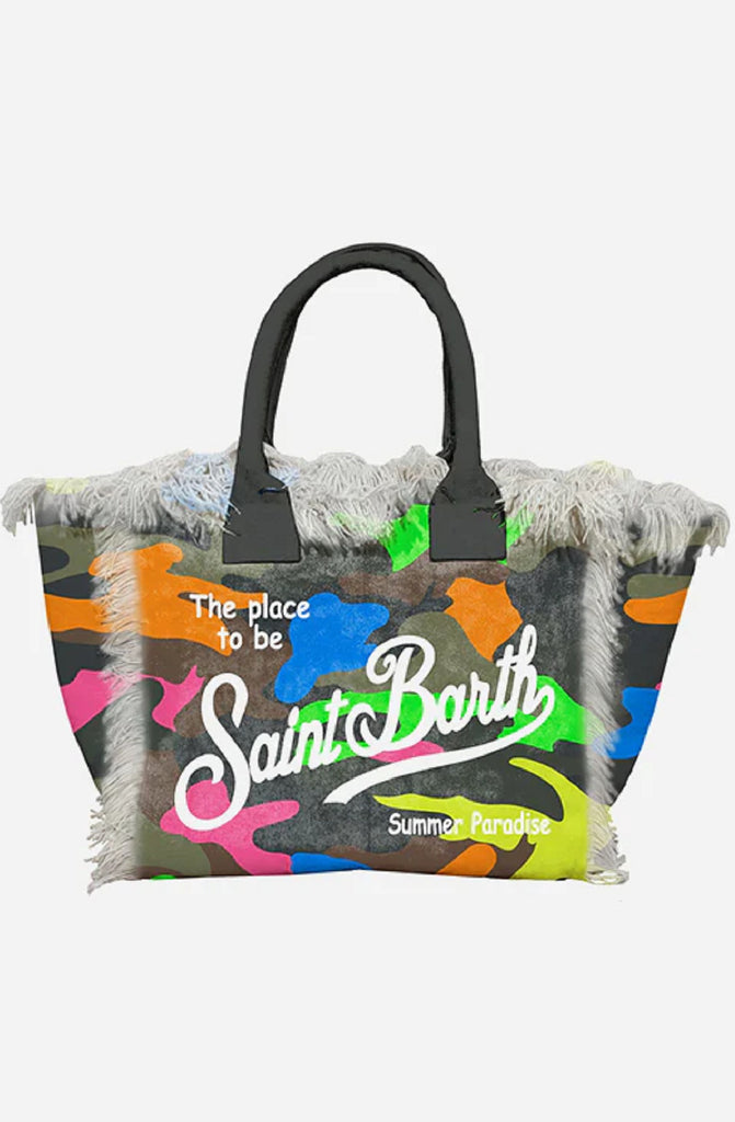 MC2 SAINT BARTH Colette Cotton Canvas Handbag with Camouflage Print