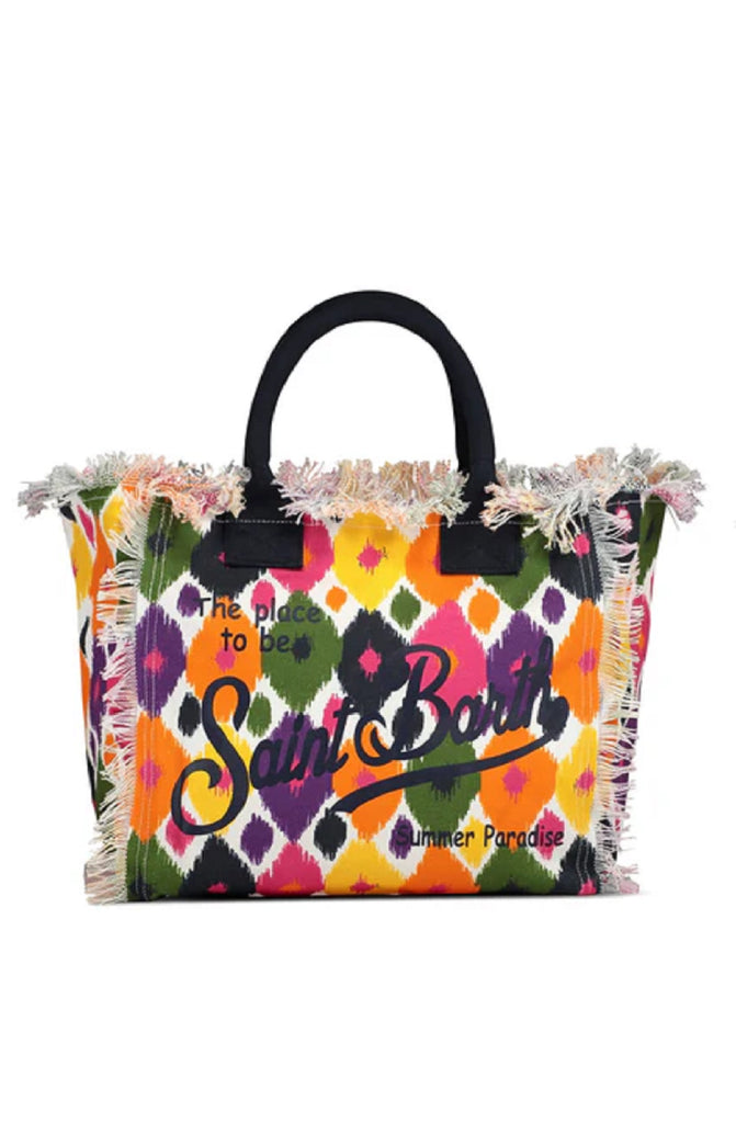 MC2 SAINT BARTH Colette Aztek Ikat Multicolor Cotton Canvas Handbag