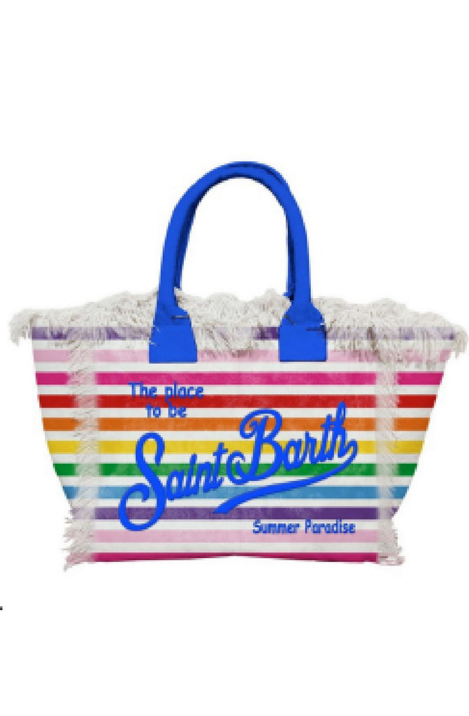 MC2 SAINT BARTH Colette Cotton Canvas Handbag Stripes Multicolor