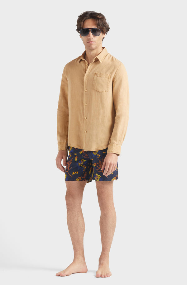 VILEBREQUIN Men Linen Shirt Natural Dye