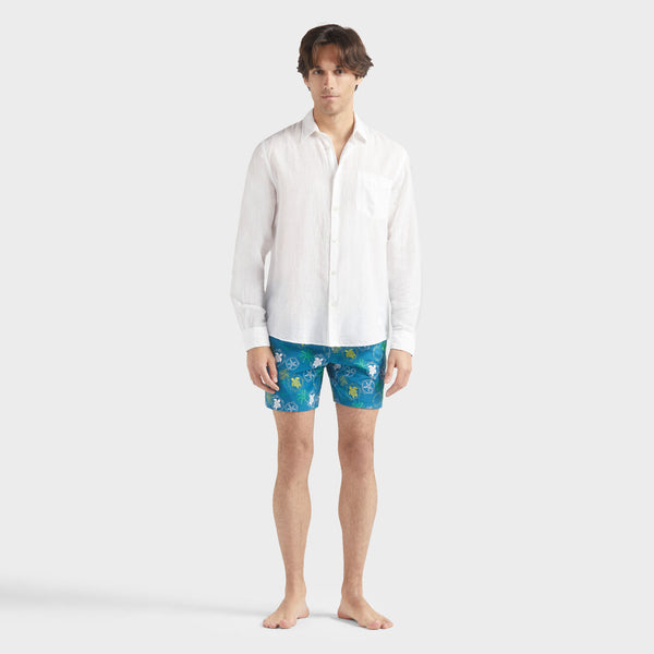 VILEBREQUIN Men Linen Shirt and Cotton Shirt Jacquard Turtle Monogram
