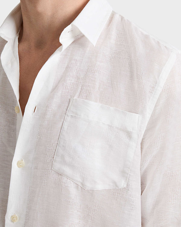 VILEBREQUIN Men Linen and Cotton Shirt Jacquard Turtle Monogram